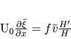 \begin{displaymath}
U_0 \frac{\partial \bar{\xi}}{\partial x}
= f \bar{v}\frac{H'}{H}
\end{displaymath}