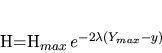 \begin{displaymath}
H=H_{max} \,e^{-2\lambda(Y_{max}-y)}
\end{displaymath}